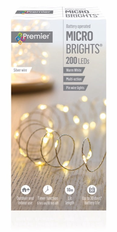 Premier 200 LED Multi Action Battery Operated Microbrights Warm White