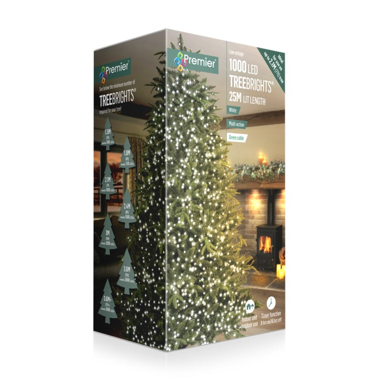Premier 1000 LED Multi Action Treebrights With Timer White/Green Cable