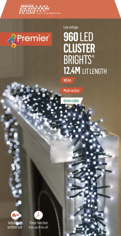 Premier 960 LED Multi Action Cluster Brights With Timer White/Green Cable