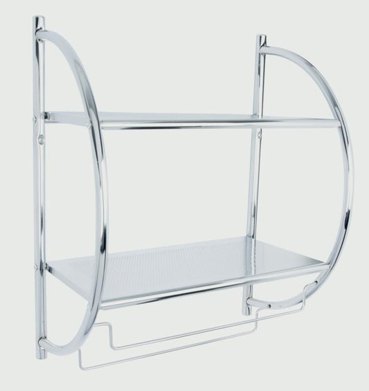 Croydex Wall Mounted Curved Shelf/Towel Rack Mild Steel/Chrome finish