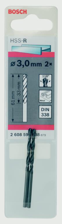 Bosch HSS Twist Point TEQ Drill Bit 2 Pack 3mm
