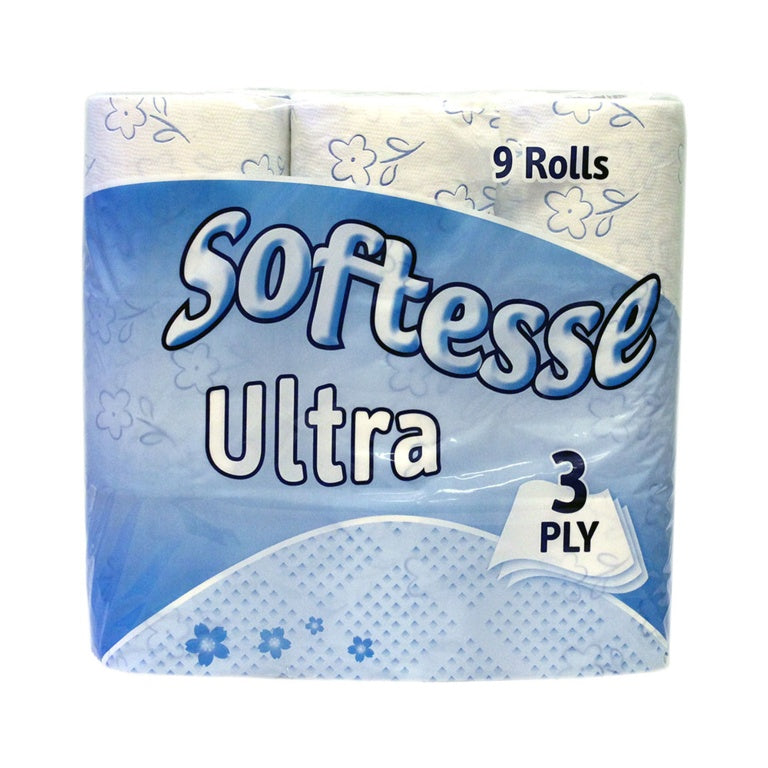 Softesse 3 Ply Ultra White Toilet Rolls 9 Pack