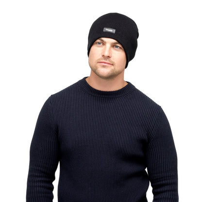 Heatguard Mens Thinsulate Beanie Hat (Without Turnup) Black & Dark Grey