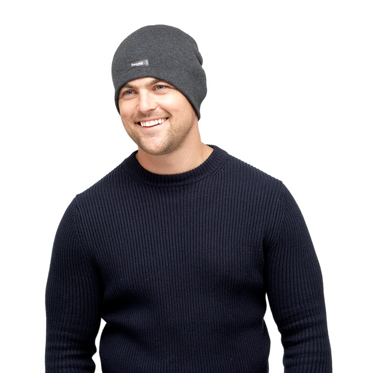 Heatguard Mens Thinsulate Beanie Hat (Without Turnup) Black & Dark Grey