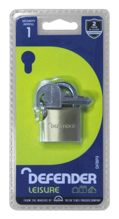 Defender Brass Padlock 2 Keyed Alike