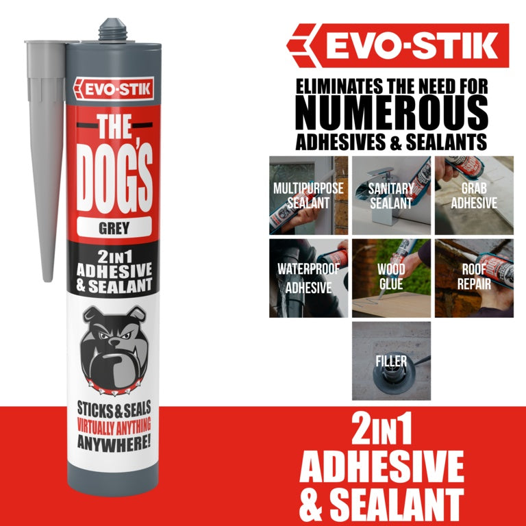 Evo-Stik The Dogs 2 In 1 Adhesive & Sealant 290ml Grey