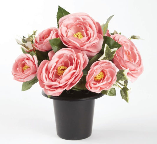 Oasis Grave Vase Container Black/Pink