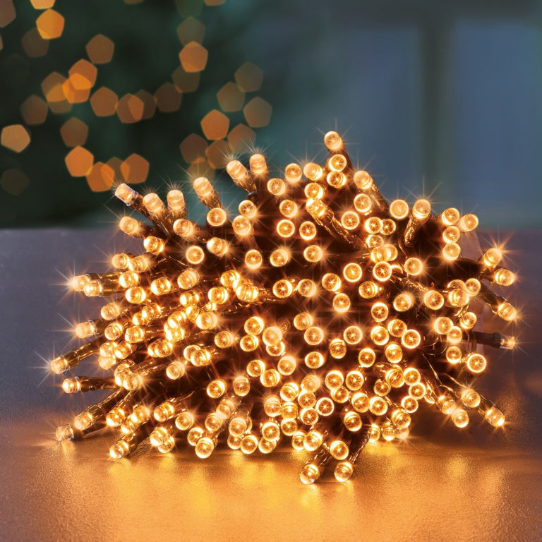 Premier 200 LED Multi Action Supabrights With Timer Vintage Gold/Green Cable