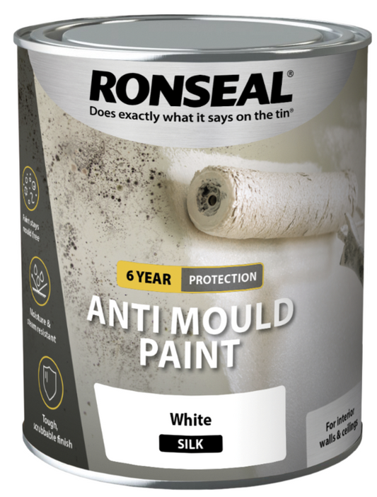 Ronseal 6 Year Anti Mould Paint 750ml White Silk
