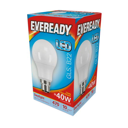 Eveready LED GLS 5.6w 480lm Daylight 6500k B22