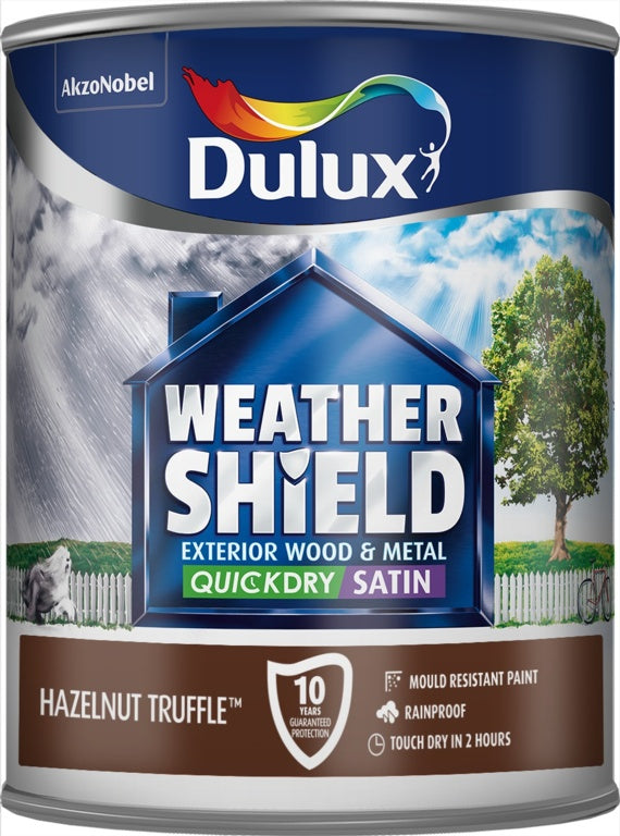 Dulux Weathershield Quick Dry Satin 750ml Hazelnut Truffle