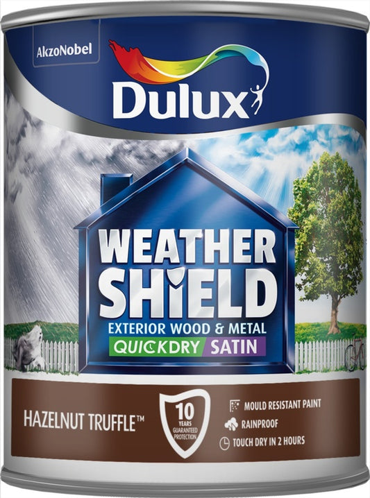 Dulux Weathershield Quick Dry Satin 750ml Hazelnut Truffle