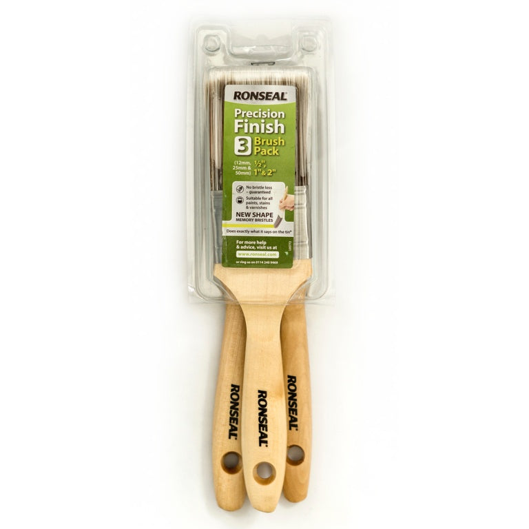 Ronseal Precision Finish Brush Pack 3
