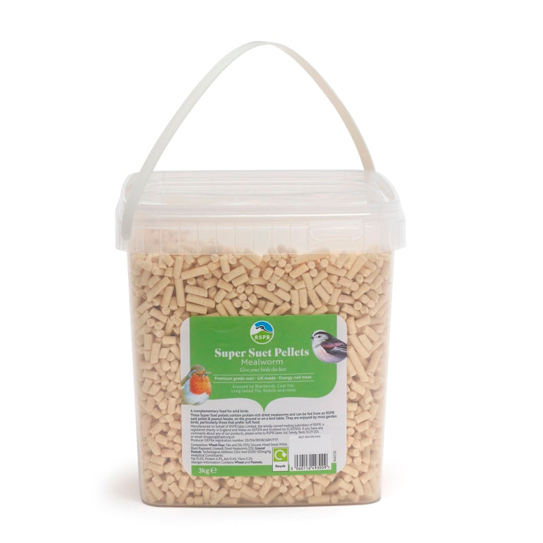 Rspb Super Suet Pellets With Mealworm 3kg Tub