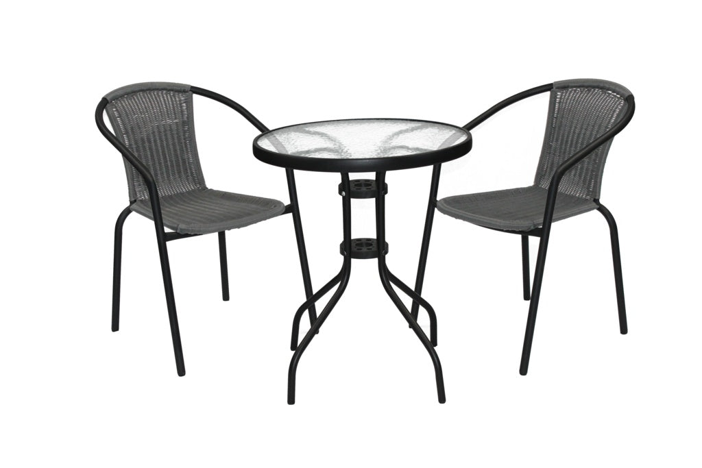 SupaGarden Rattan Bistro Set Grey/Black