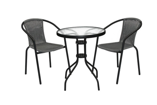 SupaGarden Rattan Bistro Set Grey/Black
