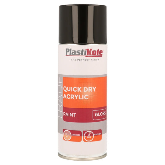 PlastiKote Quick Dry Acrylic Spray 400ml Black Gloss