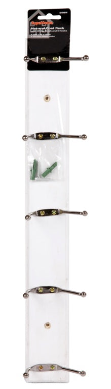 SupaHome Hat and Coat Rack with 5 Hooks White Finish