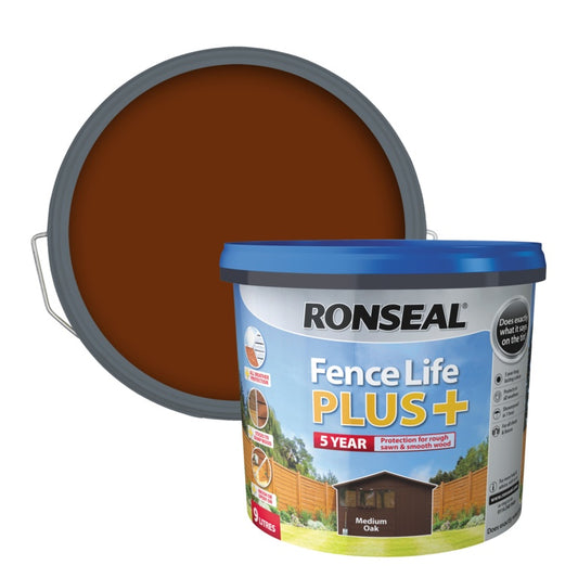 Ronseal Fence Life Plus 9L Medium Oak
