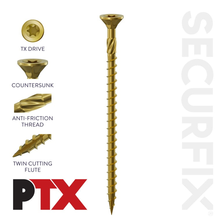 Securfix PTX Size: 8 x 1 1/4" (4.0 x 30mm) | Pack of 200 Screws