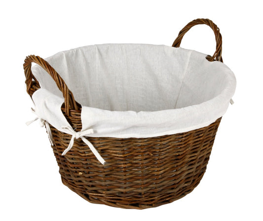 Wicker Log Basket With Removable Liner