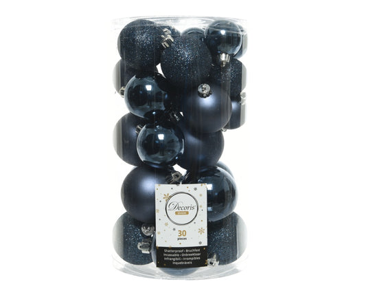 Kaemingk Shatterproof Baubles Night Blue 6cm Box 30