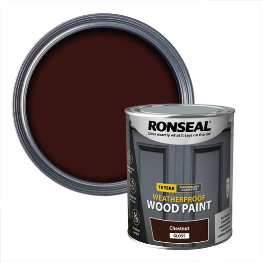 Ronseal 10 Year Weatherproof Gloss Wood Paint 750ml Chestnut