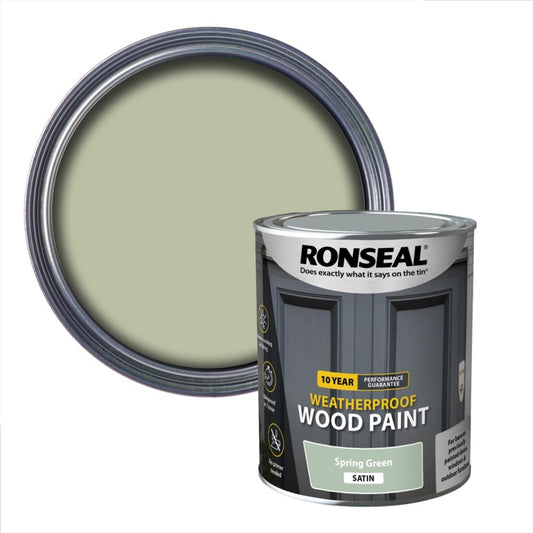 Ronseal 10 Year Weatherproof Satin Wood Paint 750ml Spring Green
