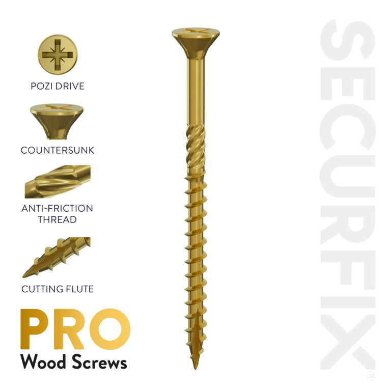 Securfix Pro Wood Screws Size: 10 x 2" (5.0mm x 50mm) | Pack of 725 Screws