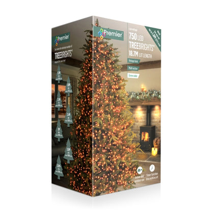 Premier 750 LED Multi Action Treebrights With Timer Vintage Gold/Green Cable