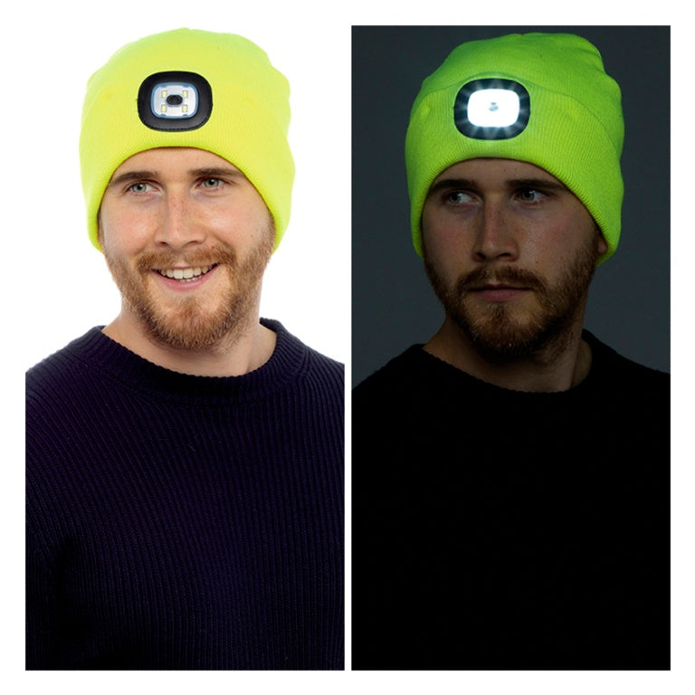 Storm Ridge Adult LED Beanie Hat Yellow