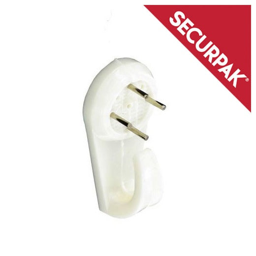Securpak White Hard Wall Picture Hook 38mm Pack 4