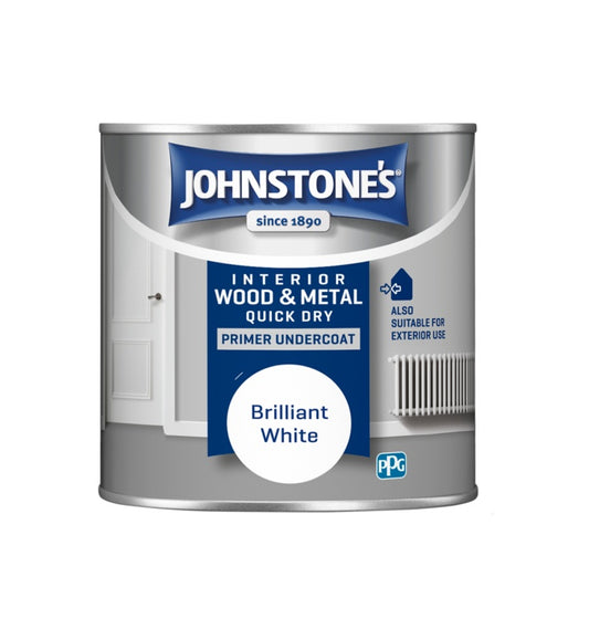 Johnstones Quick Dry Primer Undercoat - Brilliant White 250ml