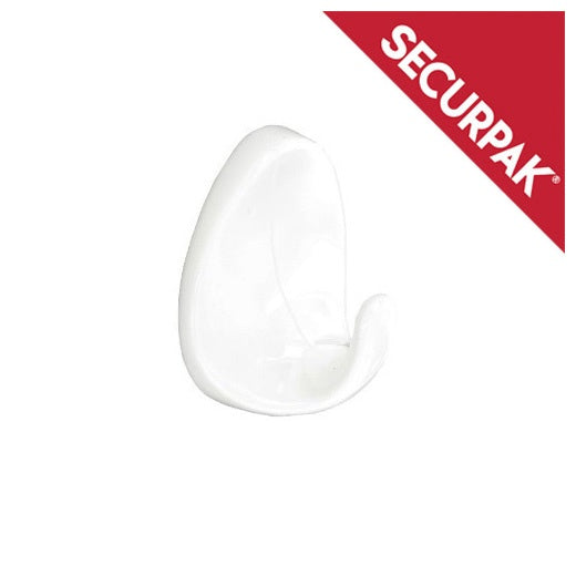 Securpak White Oval Adhesive Hook Large Pack 2