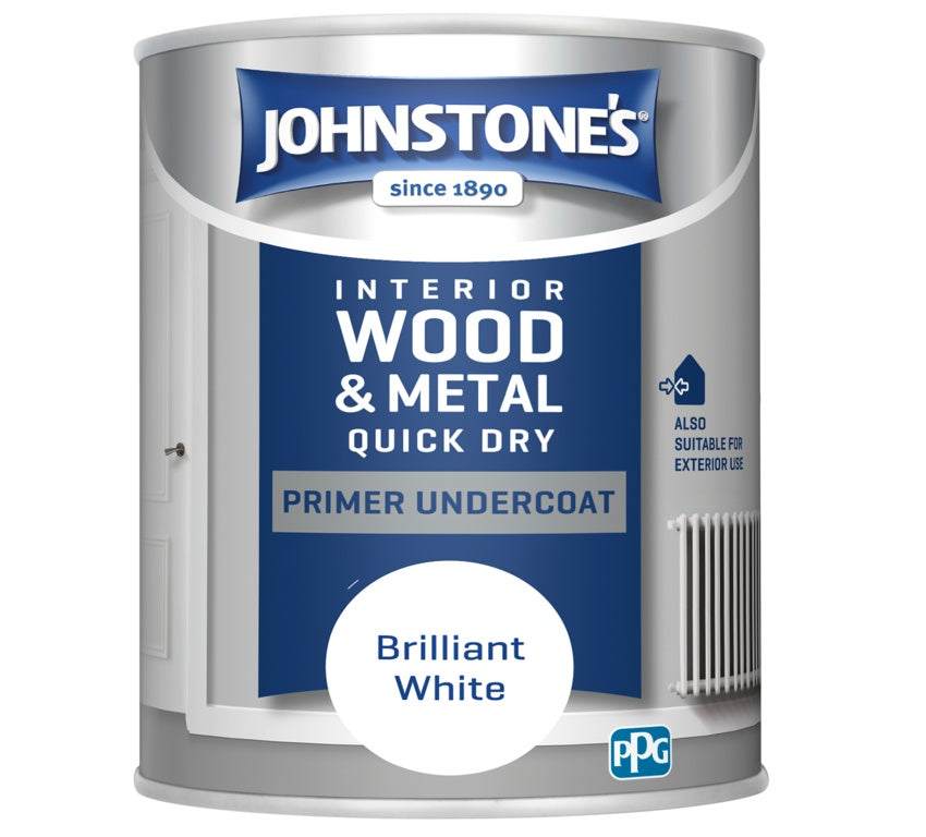 Johnstones Quick Dry Primer Undercoat - Brilliant White 750ml