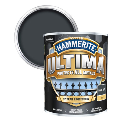 Hammerite Ultima Smooth Metal Paint 750ml Dark Grey