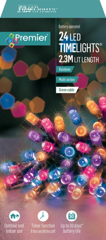 Premier 24 LED Multi Action Battery Operated TIMELIGHTS™ Rainbow