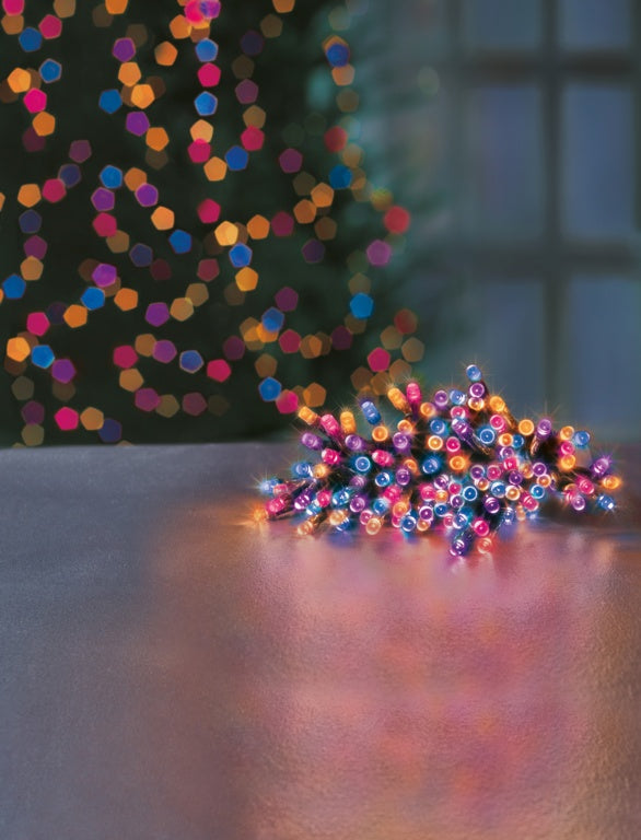 Premier 100 LED Multi Action Battery Operated TIMELIGHTS™ Rainbow/Green Cable