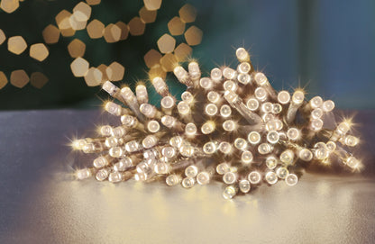 Premier 100 LED Multi Action Battery Operated TIMELIGHTS™ Warm White/Clear Cable