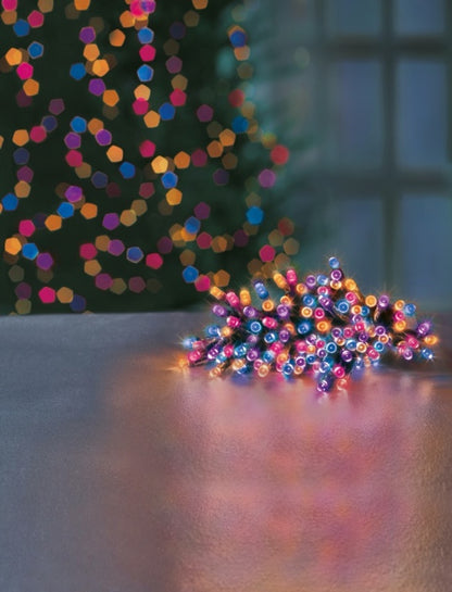 Premier 200 LED Multi Action Battery Operated TIMELIGHTS™ Rainbow/Green Cable