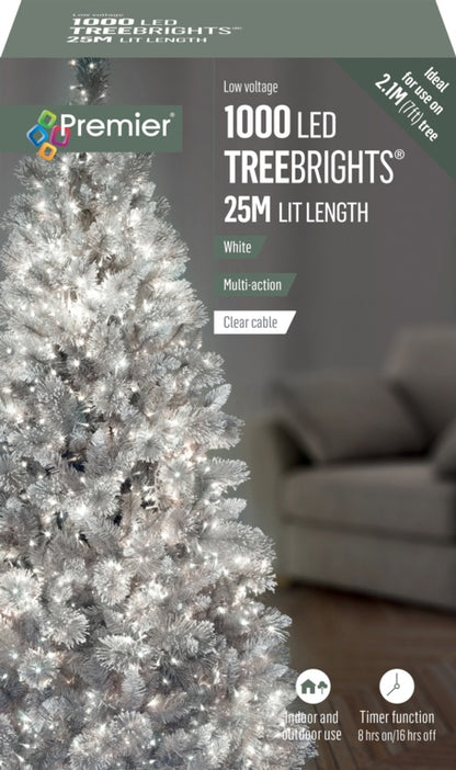 Premier 1000 LED Multi Action Treebrights With Timer White/Clear Cable