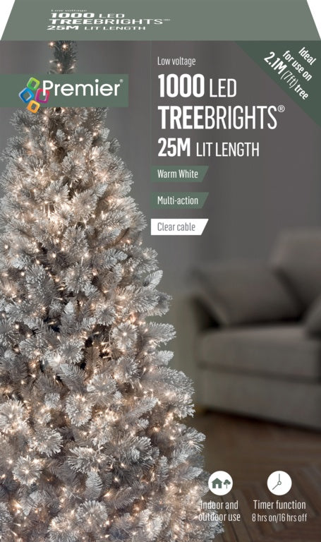 Premier 1000 LED Multi Action Treebrights With Timer Warm White/Clear Cable