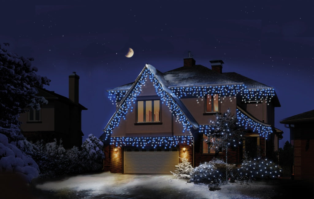 Premier Multi Action Frosted Cap Icicles 300 LED Blue/White