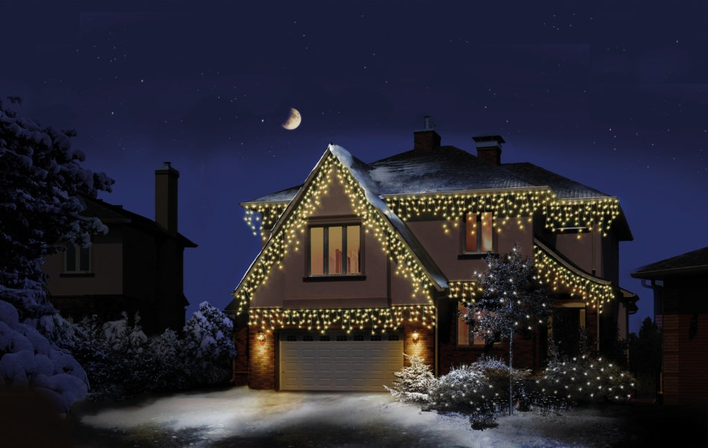 Premier 300 LED Multi Action Frosted Cap Icicles Warm White