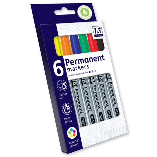 Anker Stat Permanent Markers Pack 6 Assorted Colours