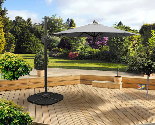 Pagoda 3m Deluxe Overhanging Parasol Grey