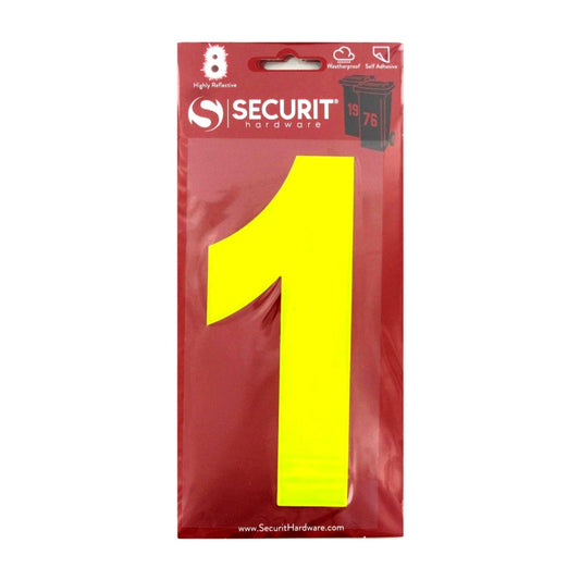 Securit Hi Vis Self Adhesive Wheelie Bin Numbers No 1 160mm