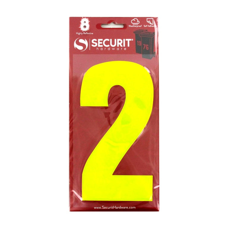 Securit Hi Vis Self Adhesive Wheelie Bin Numbers No 2 160mm