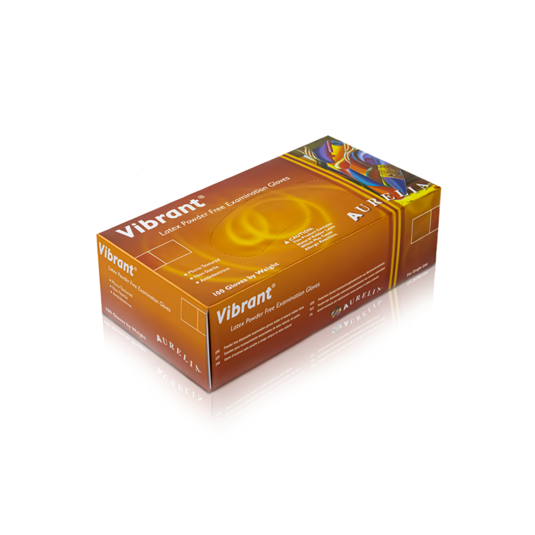 Aurelia Vibrant Latex Powder Free Gloves Box 100 Small