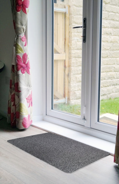 JVL Dirt Guard Plain Cotton Barrier Doormat 50 x 75cm Light Grey